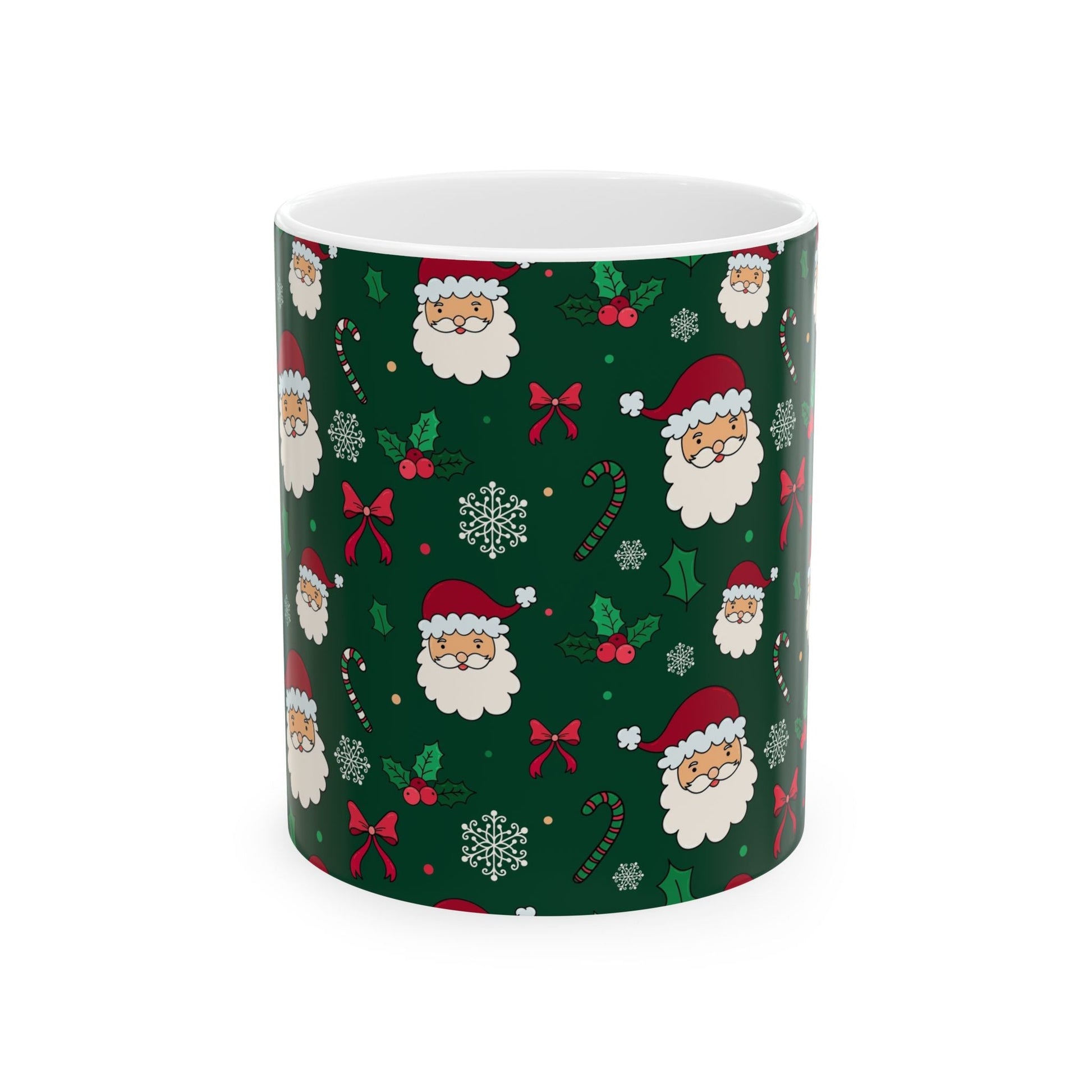 Festive Santa Ceramic Mug, Holiday Coffee Cup, Christmas Gift, Cute Mug, Cocoa Mug, Hot Chocolate Cup - MaisonThreadory
