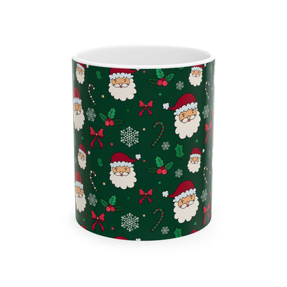 Festive Santa Ceramic Mug, Holiday Coffee Cup, Christmas Gift, Cute Mug, Cocoa Mug, Hot Chocolate Cup - MaisonThreadory