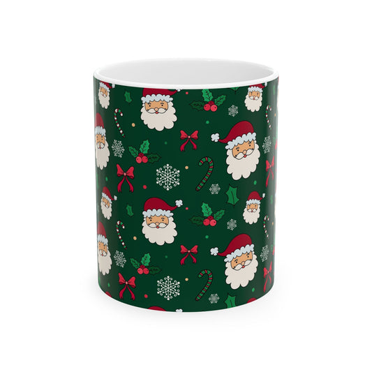 Festive Santa Ceramic Mug, Holiday Coffee Cup, Christmas Gift, Cute Mug, Cocoa Mug, Hot Chocolate Cup - MaisonThreadory