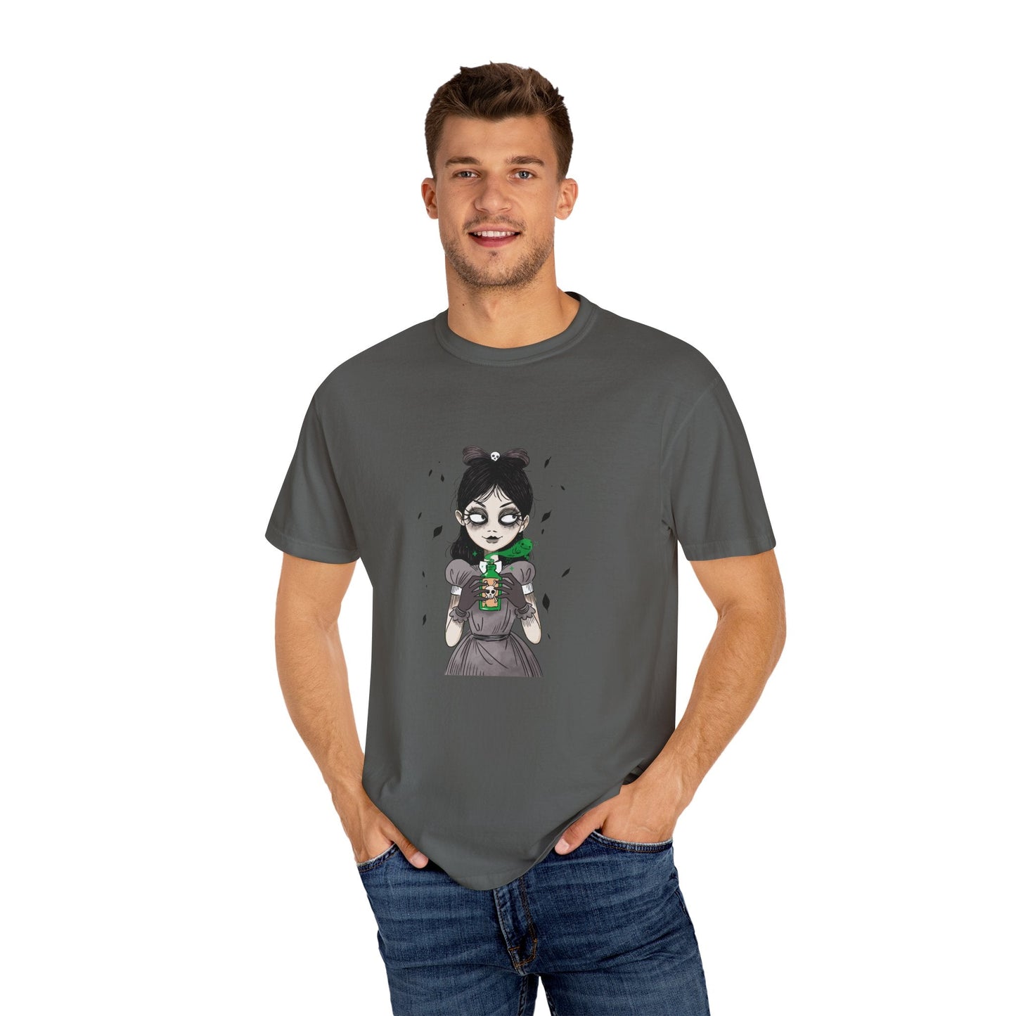 Gothic Girl Graphic Tee, Casual Wear, Halloween T-shirt, Unique Art Clothing, Gift for Teens - MaisonThreadory