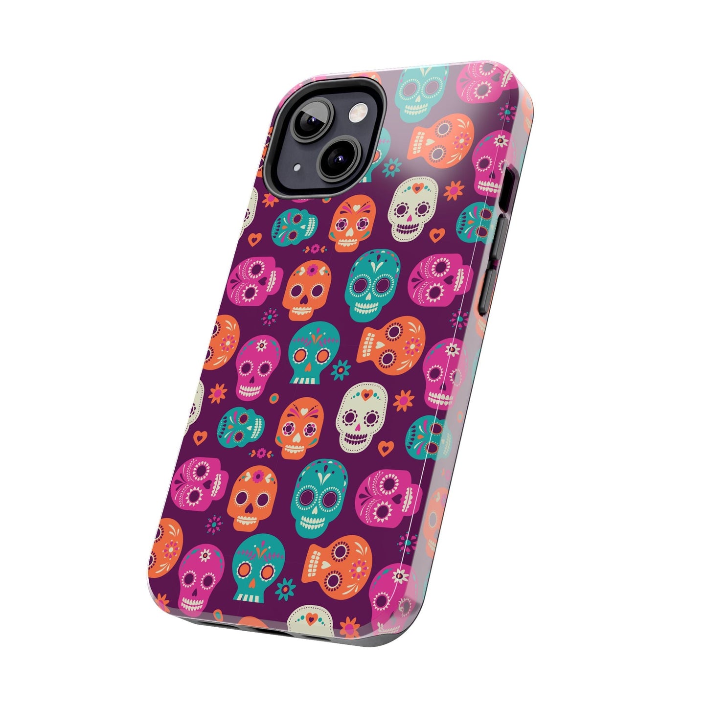 Colorful Skull Phone Case, Tough Cases for Halloween, Unique Phone Cover, Day of the Dead, Fun and Durable Accessories - MaisonThreadory