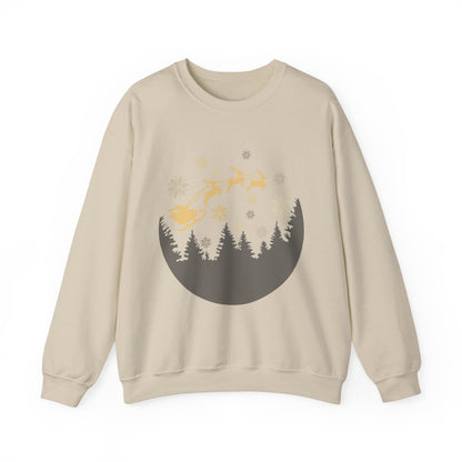 Cozy Holiday Crewneck Sweatshirt with Santa and Reindeer Design - MaisonThreadory