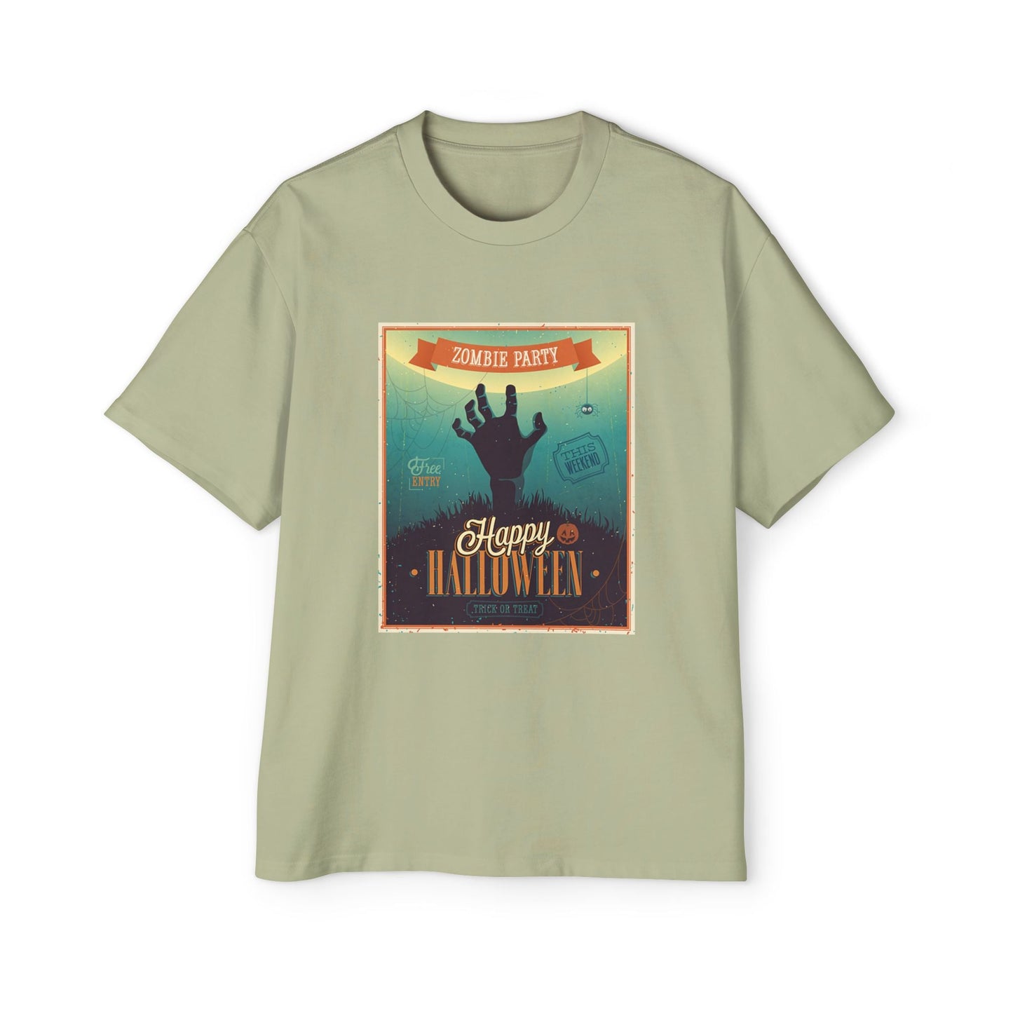 Halloween Zombie Party Oversized Tee, Funny Costume Shirt, Men's Graphic Tee, Spooky Apparel, Halloween Gift, Casual Wear - MaisonThreadory
