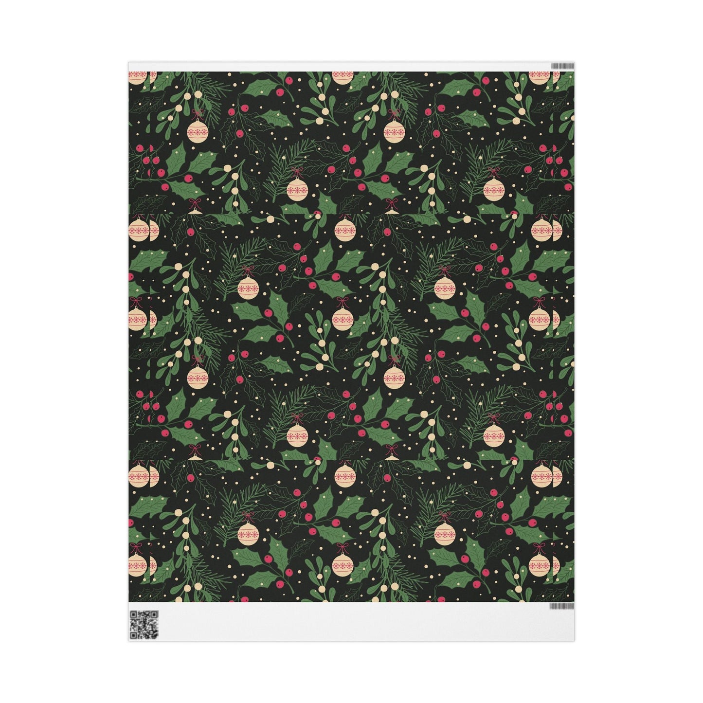 Holiday Holly & Baubles Wrapping Paper — Festive Christmas Gift Wrap - MaisonThreadory