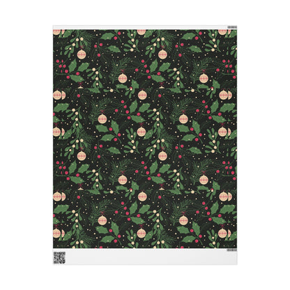 Holiday Holly & Baubles Wrapping Paper — Festive Christmas Gift Wrap - MaisonThreadory