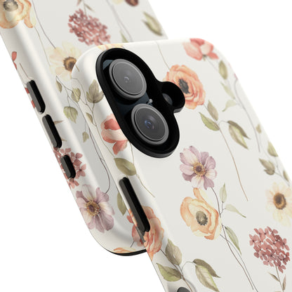 Floral Phone Case, Cute Flower Cover, Botanical Tough Case, Protective Smartphone Shell, Chic Floral Design, Trendy iPhone Case - MaisonThreadory