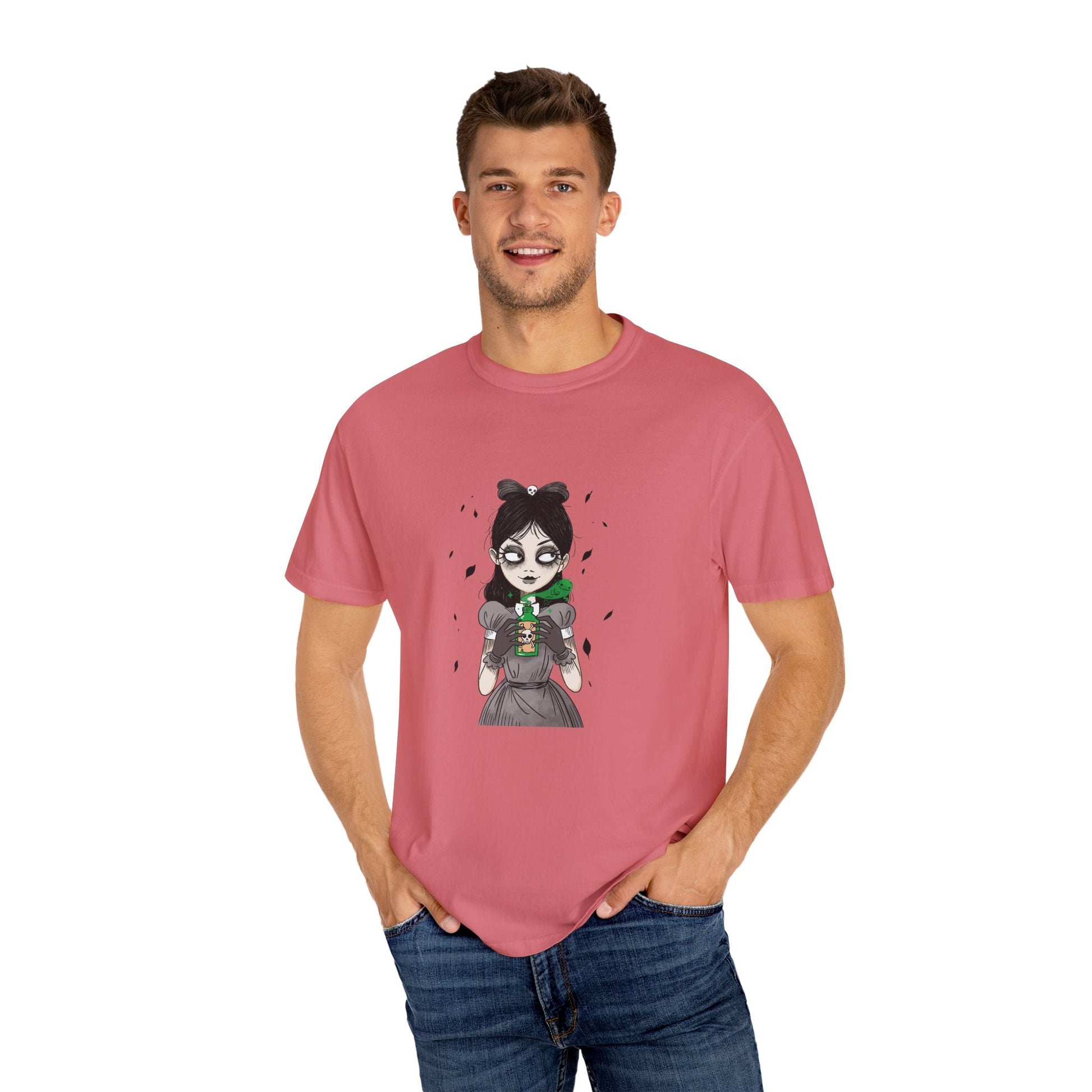 Gothic Girl Graphic Tee, Casual Wear, Halloween T-shirt, Unique Art Clothing, Gift for Teens - MaisonThreadory