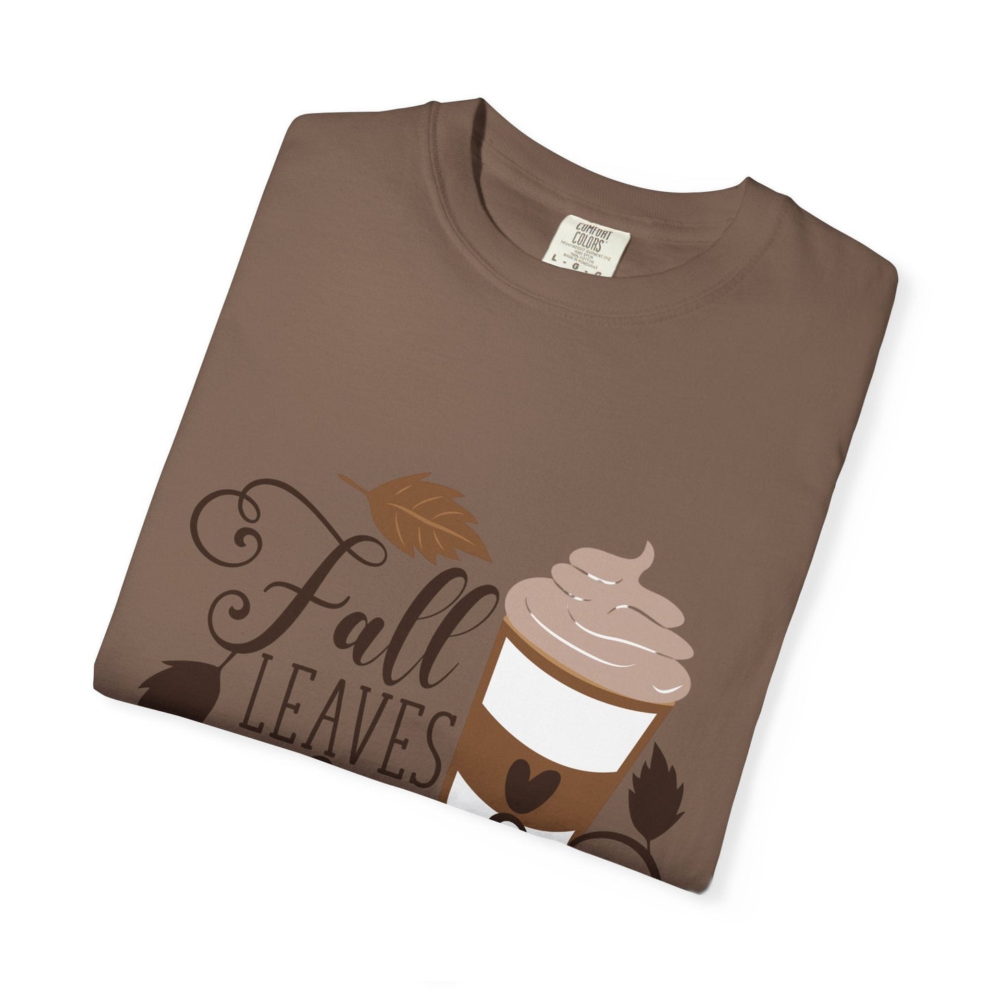 Fall Leaves & Lattes Unisex T-Shirt, Cozy Autumn Tee, Perfect for Fall, Coffee Lovers Gift, Seasonal Fashion Statement, Thanksgiving Shirt - MaisonThreadory
