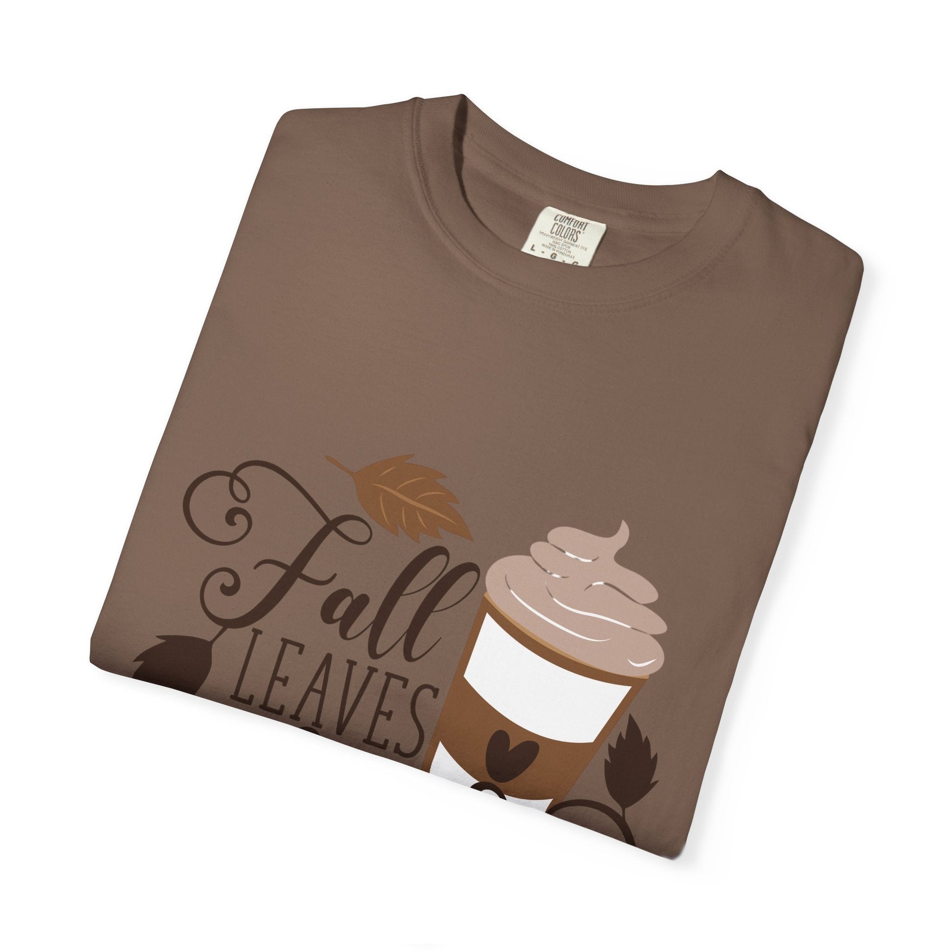 Fall Leaves & Lattes Unisex T-Shirt, Cozy Autumn Tee, Perfect for Fall, Coffee Lovers Gift, Seasonal Fashion Statement, Thanksgiving Shirt - MaisonThreadory