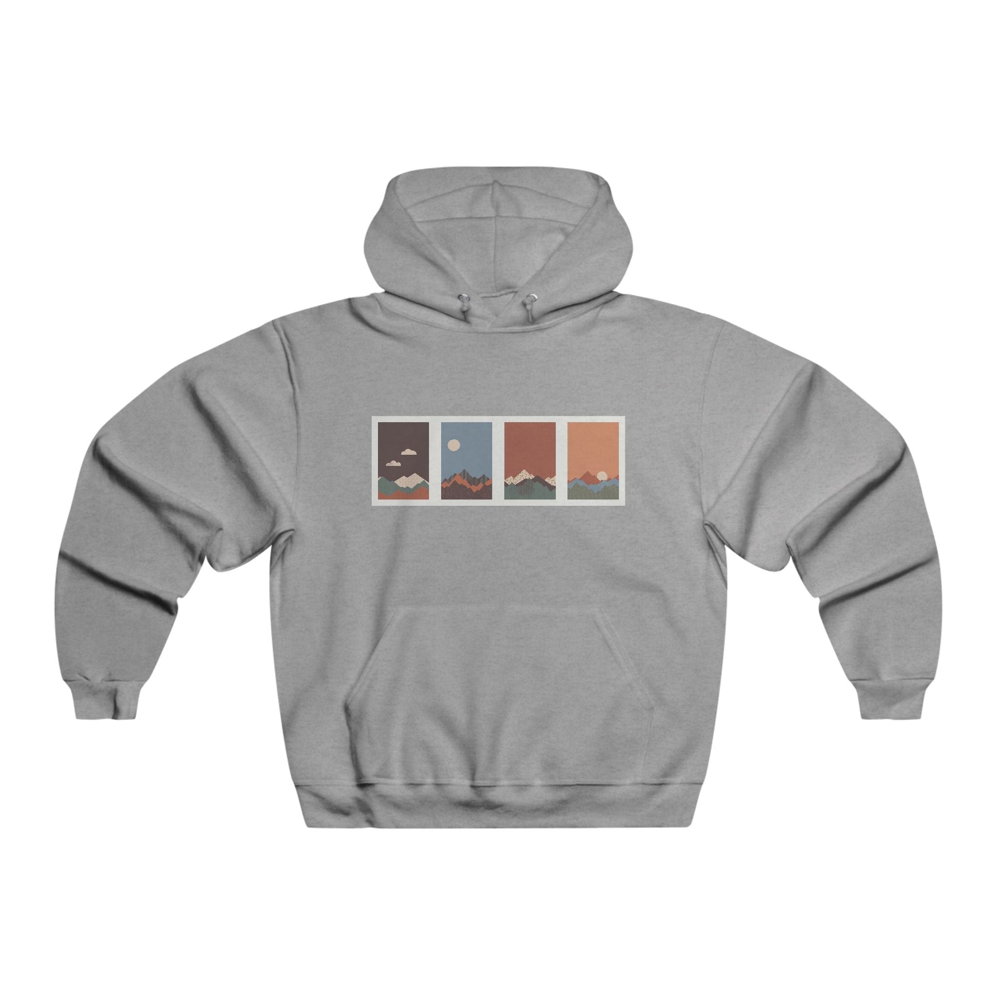 Men's Mountain Sunset Hoodie, Cozy Outdoor Sweatshirt, Perfect for Hiking, Camping, or Casual Wear, Gift for Nature Lovers - MaisonThreadory