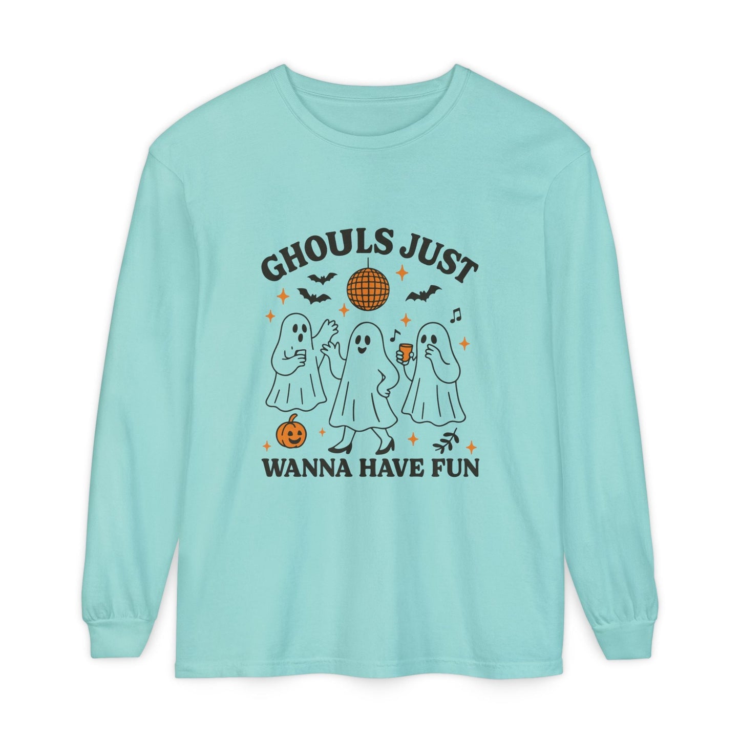 Halloween Fun Long Sleeve T-Shirt, Ghosts, Ghouls, Unisex Tee, Halloween Party, Fall Fashion, Casual Wear - MaisonThreadory