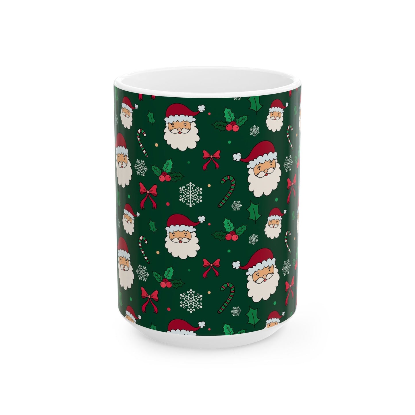 Festive Santa Ceramic Mug, Holiday Coffee Cup, Christmas Gift, Cute Mug, Cocoa Mug, Hot Chocolate Cup - MaisonThreadory