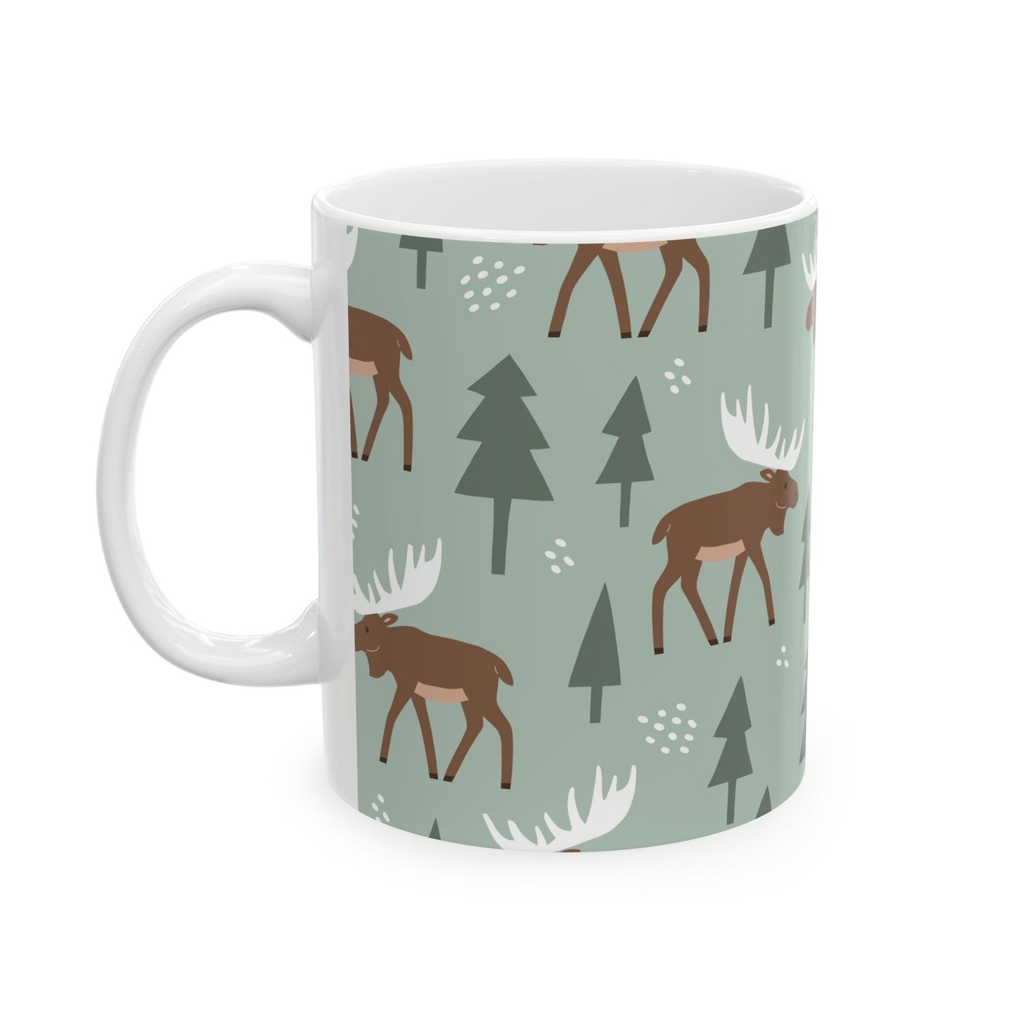 Moose Pattern Ceramic Mug – Perfect for Nature Lovers, Rustic Home Decor, Housewarming Gifts, or Cozy Coffee Moments - MaisonThreadory
