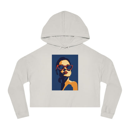 Chic Women's Cropped Hooded Sweatshirt, Trendy Fashion, Perfect for Casual Outings, Summer Nights, Gift for Her, Stylish Layering - MaisonThreadory