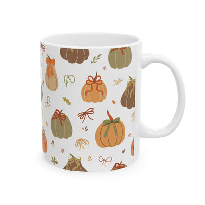 Autumn Harvest Ceramic Mug - Cozy Fall Beverage Cup, Pumpkin Design, Seasonal Gift for Thanksgiving, Home Decor, Coffee Lover - MaisonThreadory