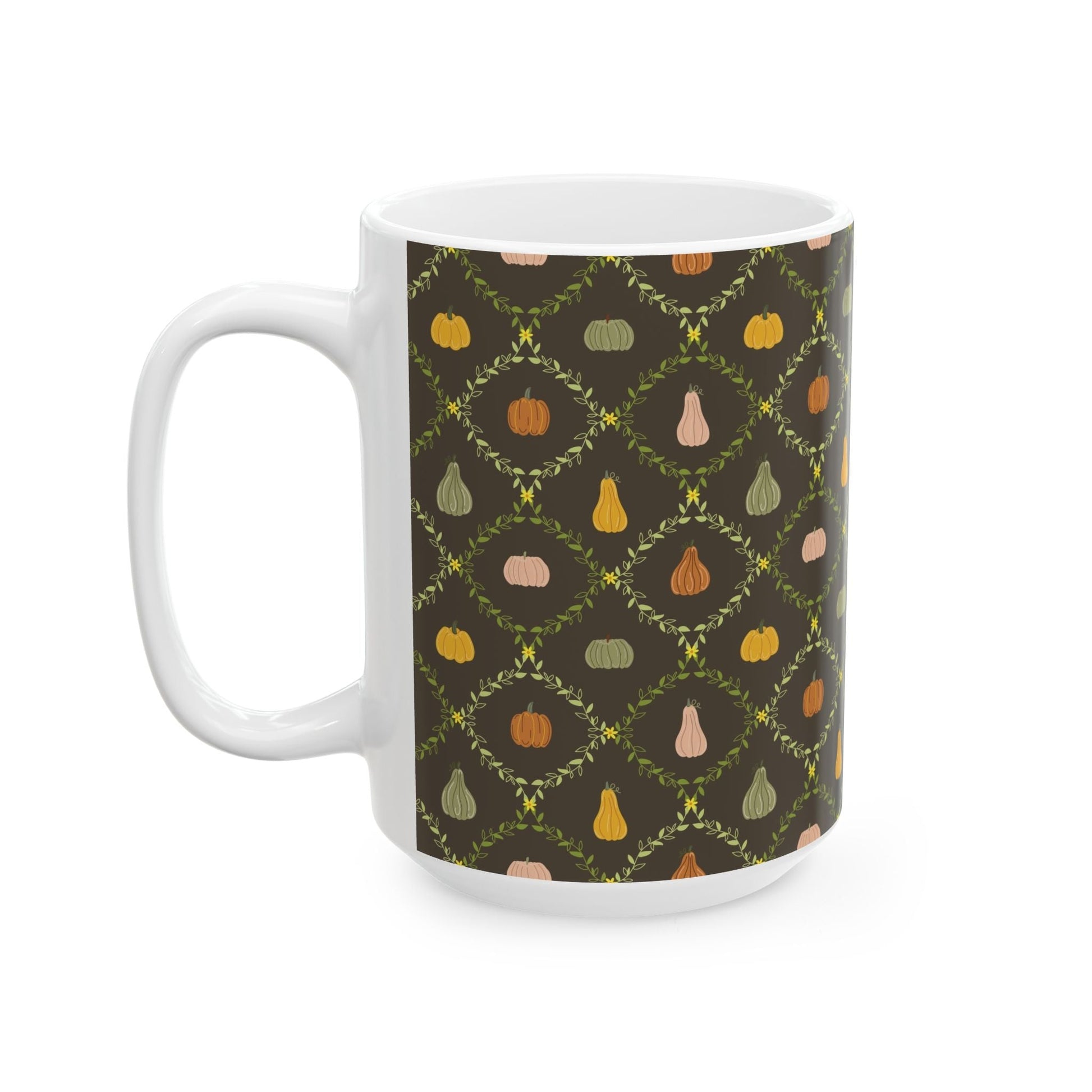 Autumn Harvest Ceramic Mug – Cozy Coffee Cup, Fall Decor, Pumpkin Design, Thanksgiving Gift, Seasonal Drinkware - MaisonThreadory
