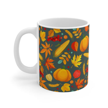Autumn Harvest Mug, Cozy Fall Drinkware, Pumpkin Spice Mug, Thanksgiving Coffee Cup, Seasonal Gifts for Fall Lovers - MaisonThreadory