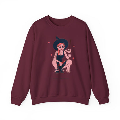 Chic Witch Sweatshirt - Cozy Unisex Crewneck for Halloween, Fall Fashion, Casual Wear, Gift for Friends & Family - MaisonThreadory