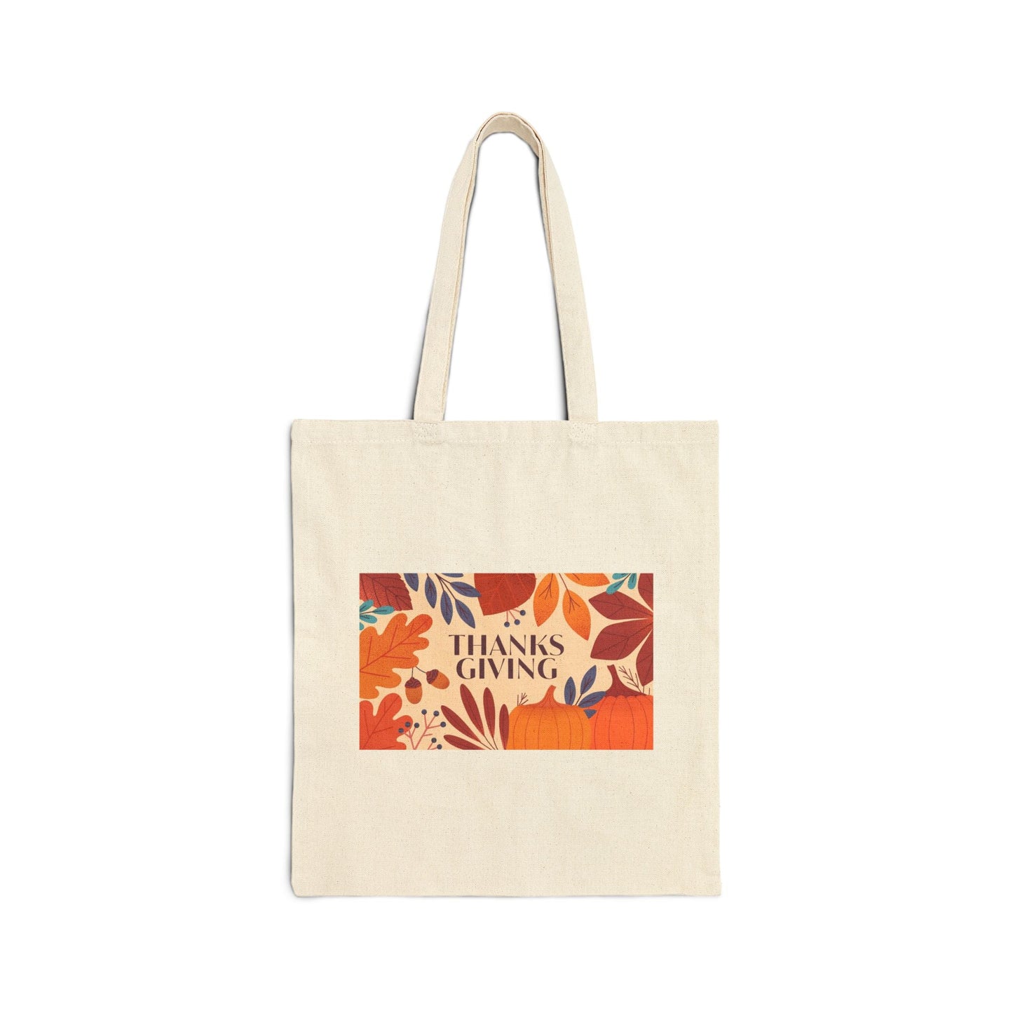 Thanksgiving Cotton Canvas Tote Bag | Fall Floral Design | Eco - Friendly Shopping, Gift Bags, Holiday Tote, Reusable Grocery Bag - MaisonThreadory