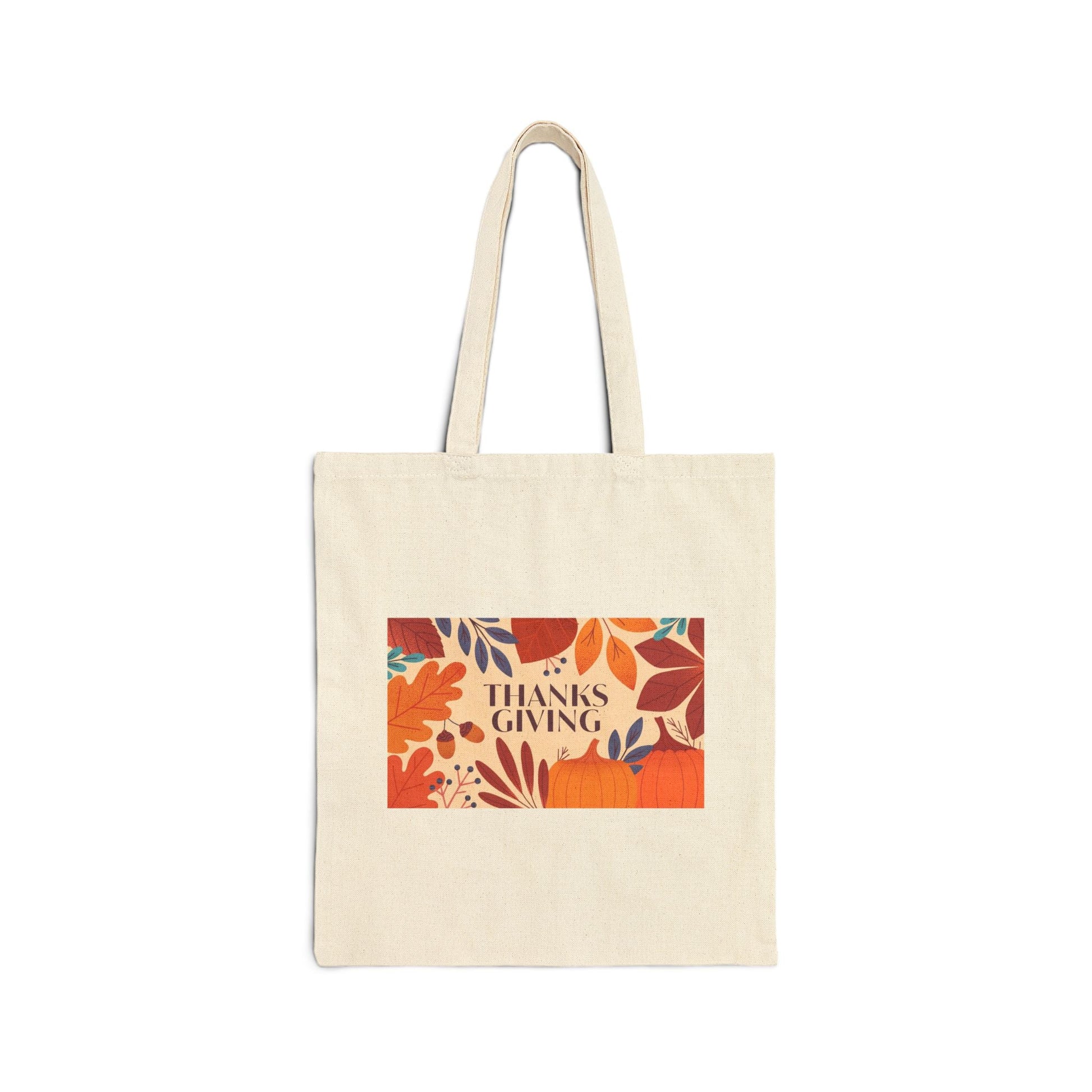 Thanksgiving Cotton Canvas Tote Bag | Fall Floral Design | Eco - Friendly Shopping, Gift Bags, Holiday Tote, Reusable Grocery Bag - MaisonThreadory