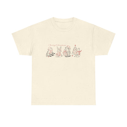 Whimsical Holiday Character Unisex Heavy Cotton Tee, Cute Graphic Tee, Family Reunion Shirt, Christmas Gift, Everyday Casual Wear - MaisonThreadory