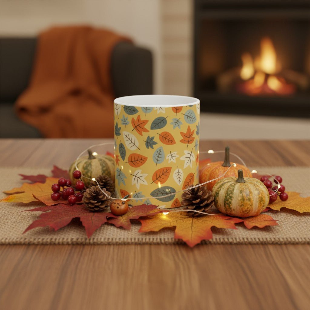 Autumn Leaves Ceramic Mug - Cozy Fall Drinkware - MaisonThreadory