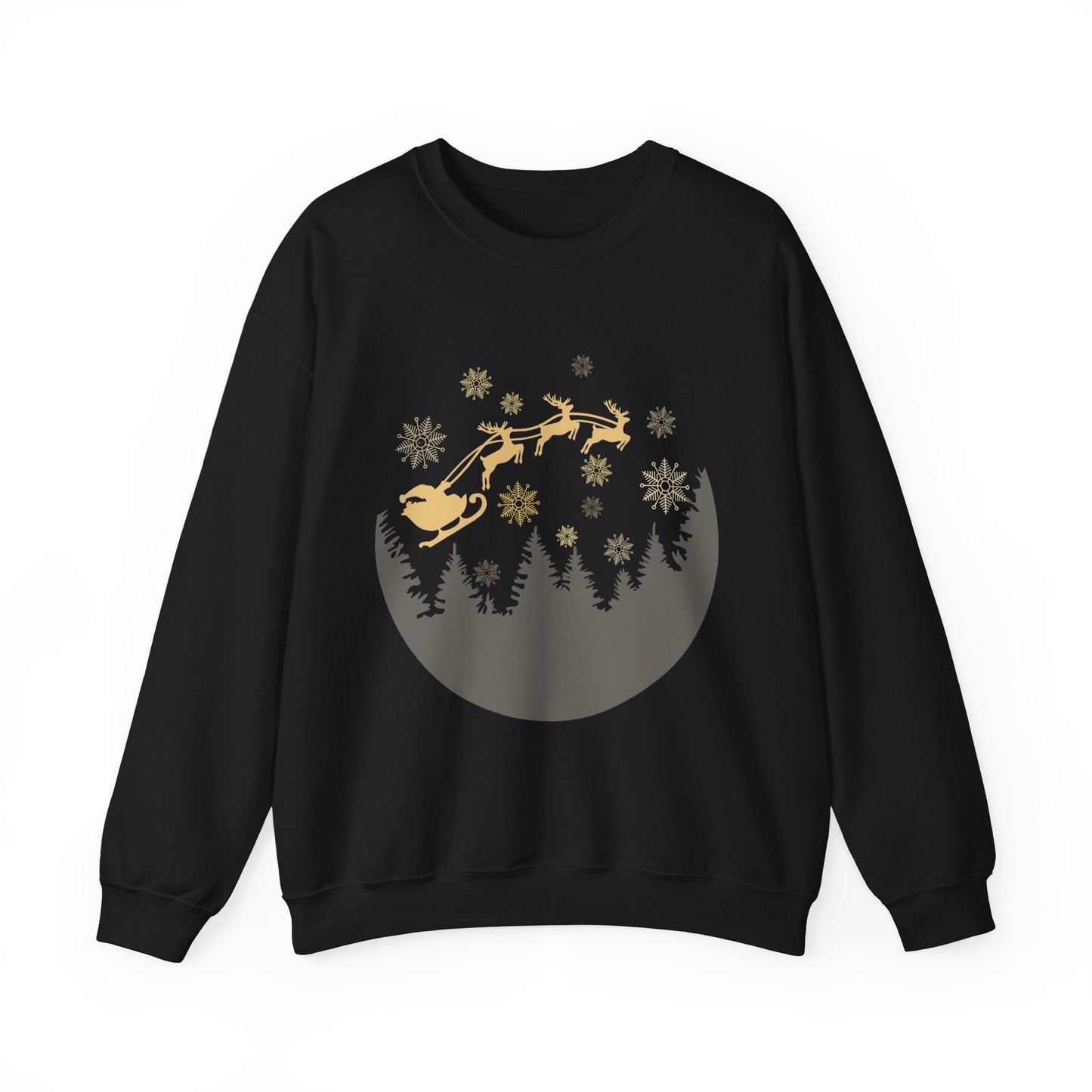 Cozy Holiday Crewneck Sweatshirt with Santa and Reindeer Design - MaisonThreadory
