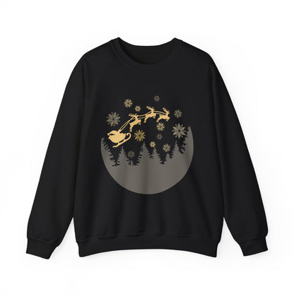 Cozy Holiday Crewneck Sweatshirt with Santa and Reindeer Design - MaisonThreadory