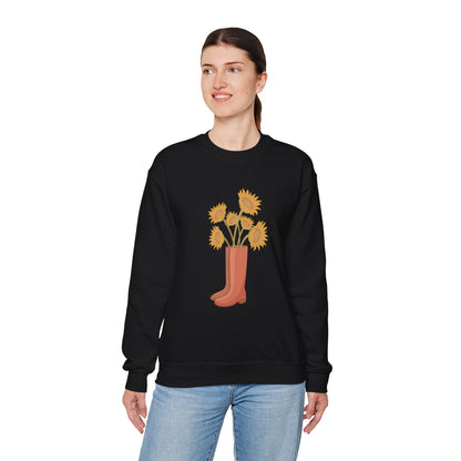 Sunny Boots Floral Crewneck Sweatshirt - MaisonThreadory