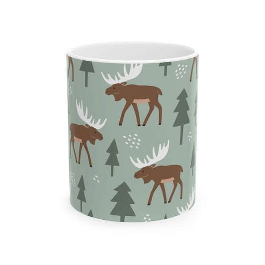 Moose Pattern Ceramic Mug – Perfect for Nature Lovers, Rustic Home Decor, Housewarming Gifts, or Cozy Coffee Moments - MaisonThreadory