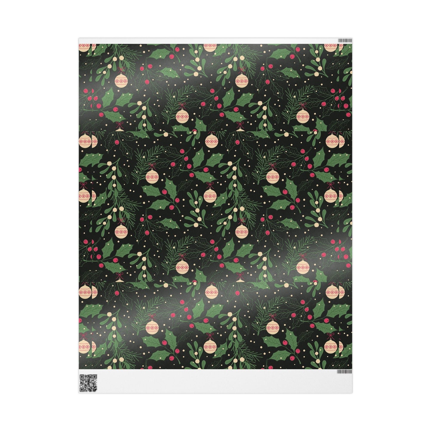 Holiday Holly & Baubles Wrapping Paper — Festive Christmas Gift Wrap - MaisonThreadory