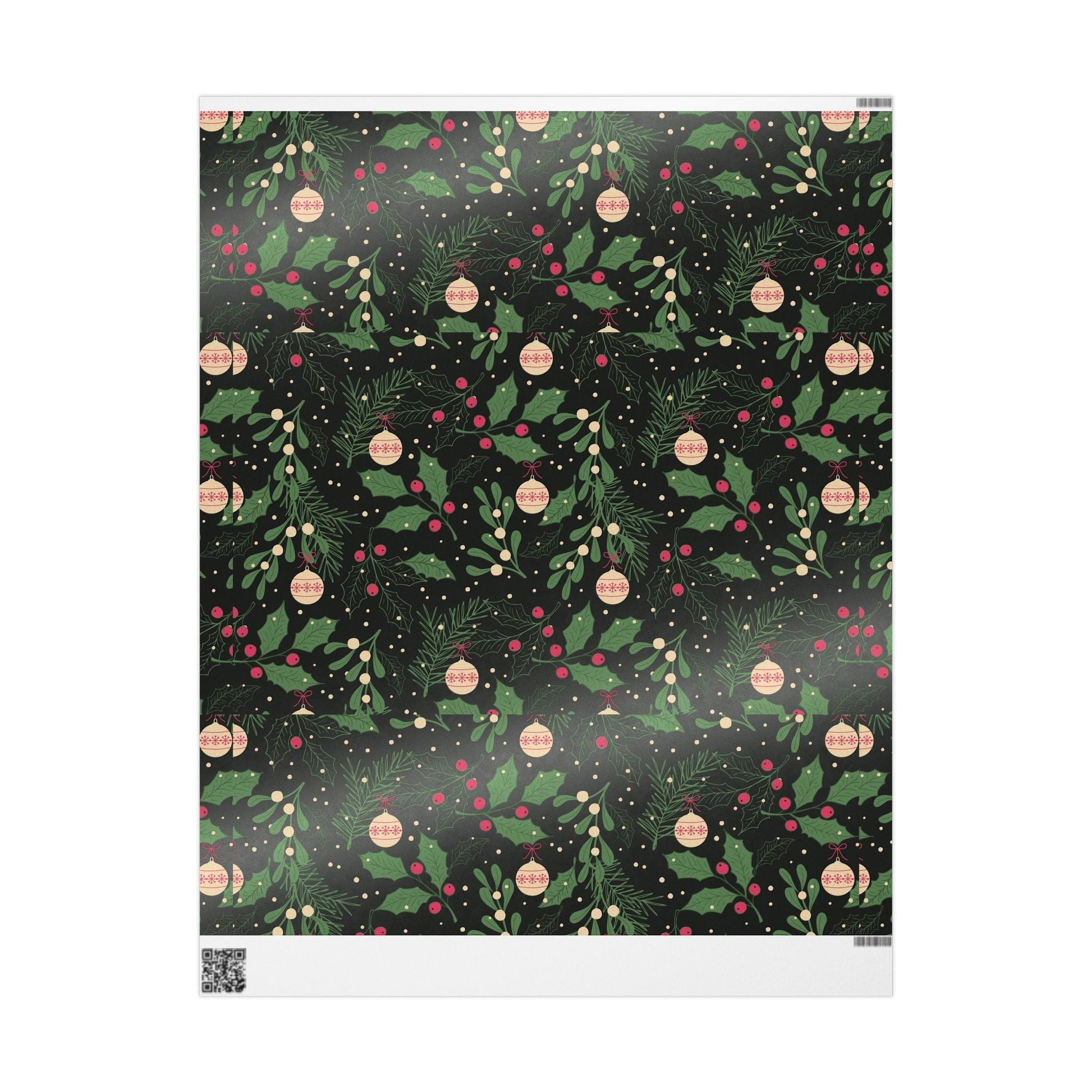 Holiday Holly & Baubles Wrapping Paper — Festive Christmas Gift Wrap - MaisonThreadory