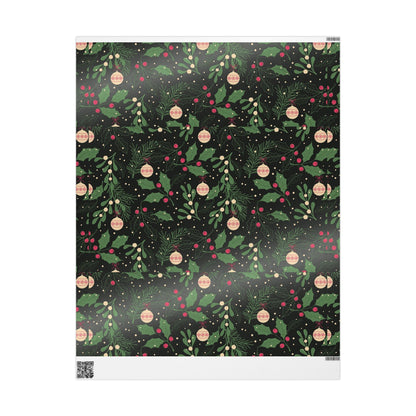 Holiday Holly & Baubles Wrapping Paper — Festive Christmas Gift Wrap - MaisonThreadory