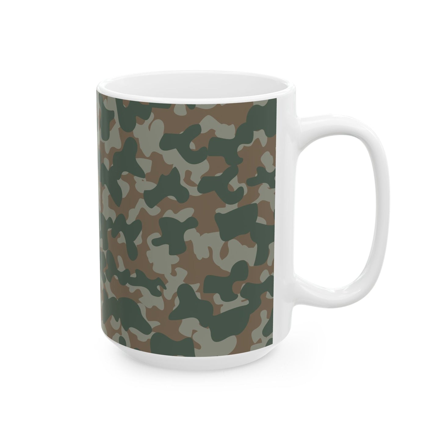 Camouflage Ceramic Mug for Coffee Lovers, Military Style, Unique Gift, Adventure Vibes, Perfect for Outdoors, 11oz, 15oz - MaisonThreadory