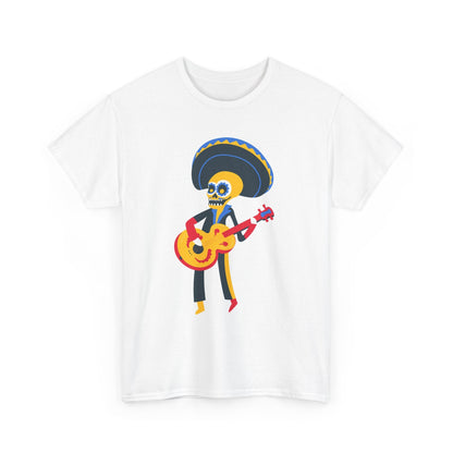 Mariachi Skeleton T-Shirt, Day of the Dead Tee, Unisex Heavy Cotton Tee, Halloween Costume, Fun Casual Wear, Gift for Musicians - MaisonThreadory