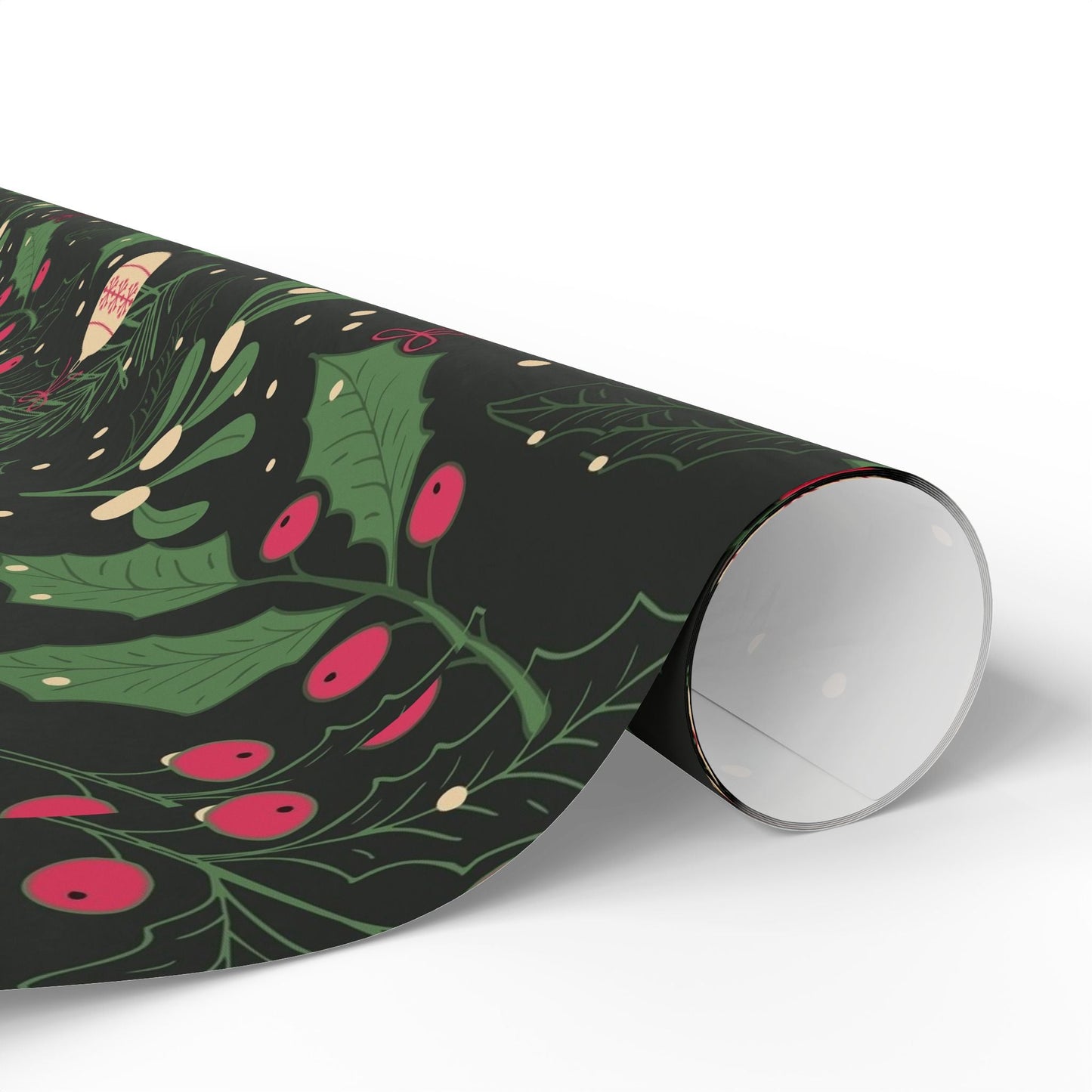 Holiday Holly & Baubles Wrapping Paper — Festive Christmas Gift Wrap - MaisonThreadory
