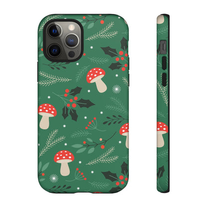 Festive Mushroom Phone Case, Colorful Holiday Case, Christmas Gift, Winter Vibes, Eco - Friendly Phone Cover - MaisonThreadory