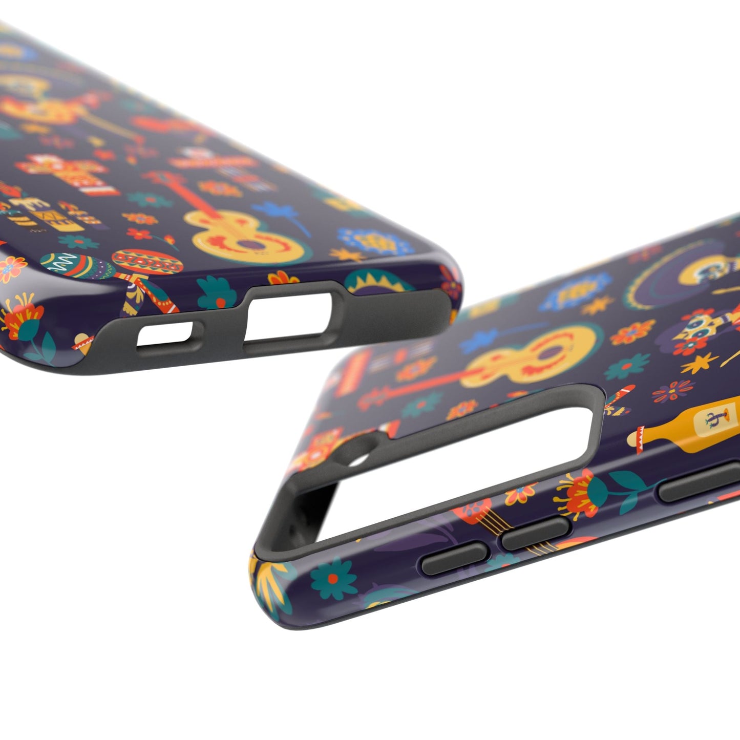 Colorful Dia de los Muertos Phone Case, Tough Case for Halloween, Gift for Music Lovers, Floral Phone Cover, Sugar Skull Art - MaisonThreadory