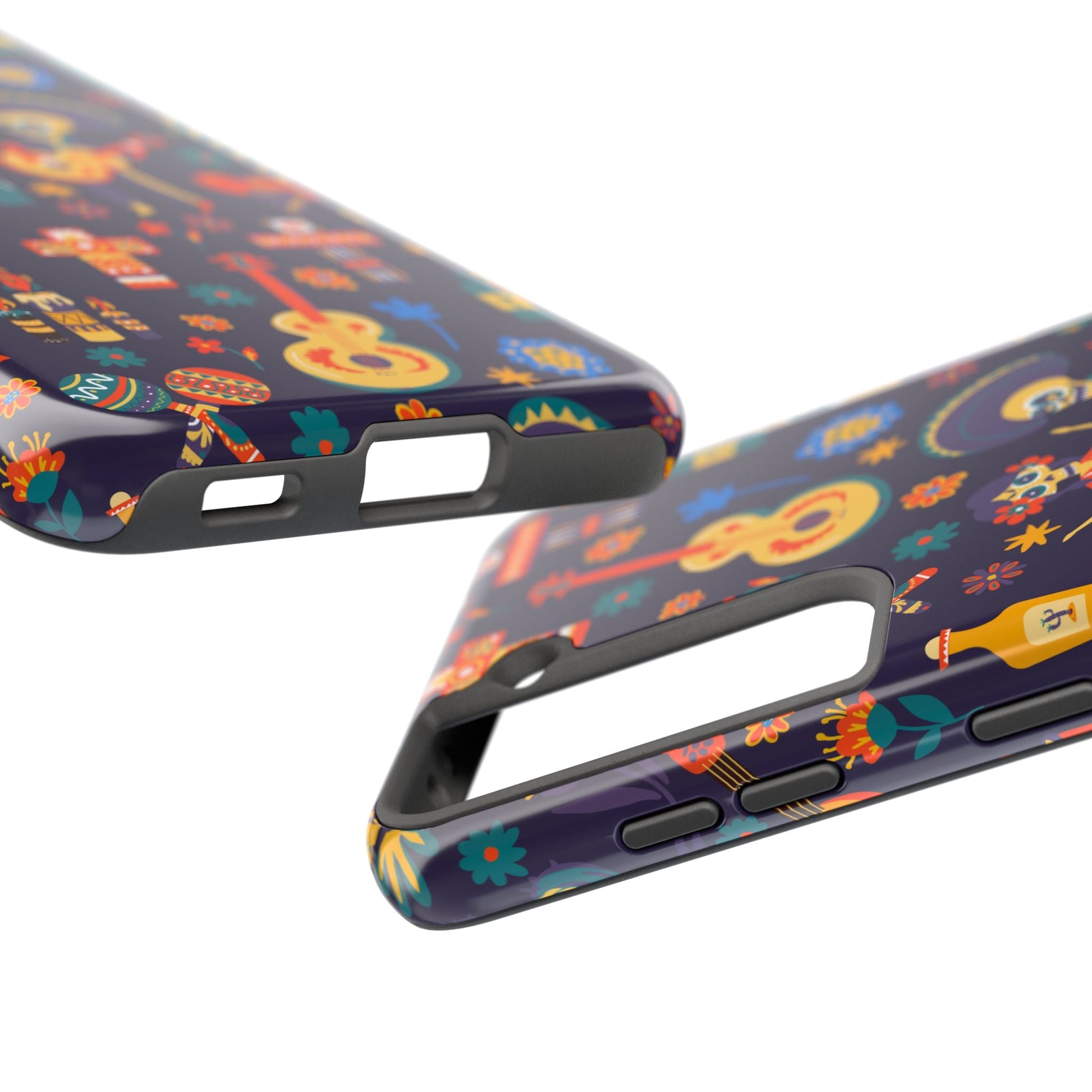 Colorful Dia de los Muertos Phone Case, Tough Case for Halloween, Gift for Music Lovers, Floral Phone Cover, Sugar Skull Art - MaisonThreadory