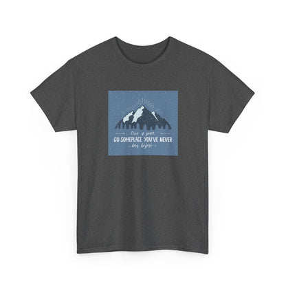 Adventure Awaits Unisex Cotton Tee, Inspirational Shirt, Travel Gift, Nature Lover's Apparel, Unique Quote Tee, Outdoor Enthusiast Top - MaisonThreadory