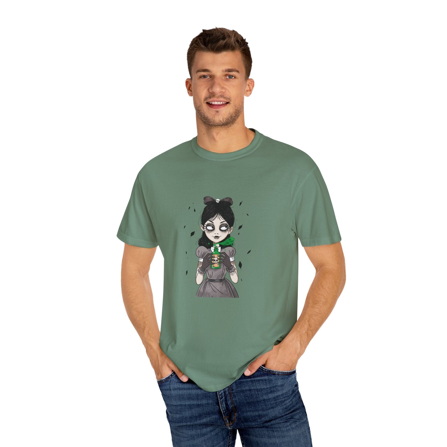 Gothic Girl Graphic Tee, Casual Wear, Halloween T-shirt, Unique Art Clothing, Gift for Teens - MaisonThreadory