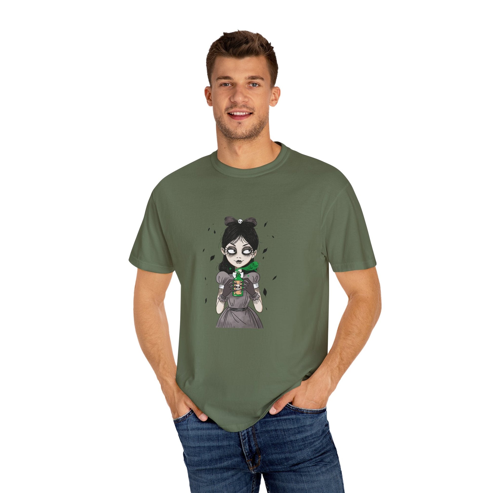 Gothic Girl Graphic Tee, Casual Wear, Halloween T-shirt, Unique Art Clothing, Gift for Teens - MaisonThreadory