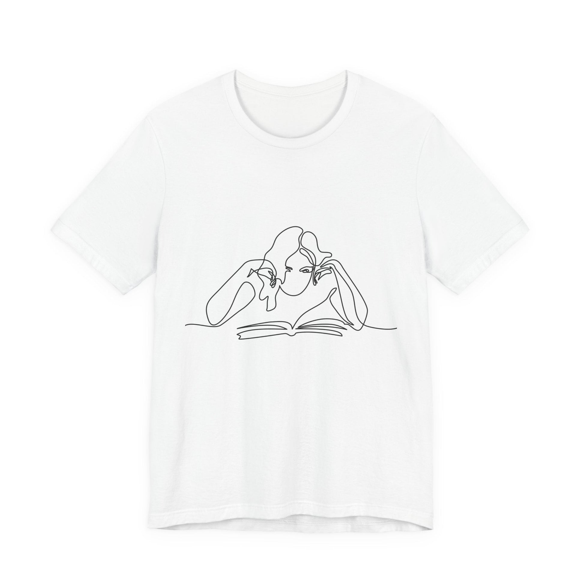 Reading Girl Short Sleeve Tee, Casual Shirt, Gift for Book Lovers, Literary Apparel, Reading Gift, Cozy Tee, Relaxed Fit T-Shirt - MaisonThreadory