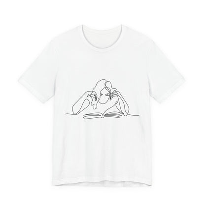 Reading Girl Short Sleeve Tee, Casual Shirt, Gift for Book Lovers, Literary Apparel, Reading Gift, Cozy Tee, Relaxed Fit T-Shirt - MaisonThreadory