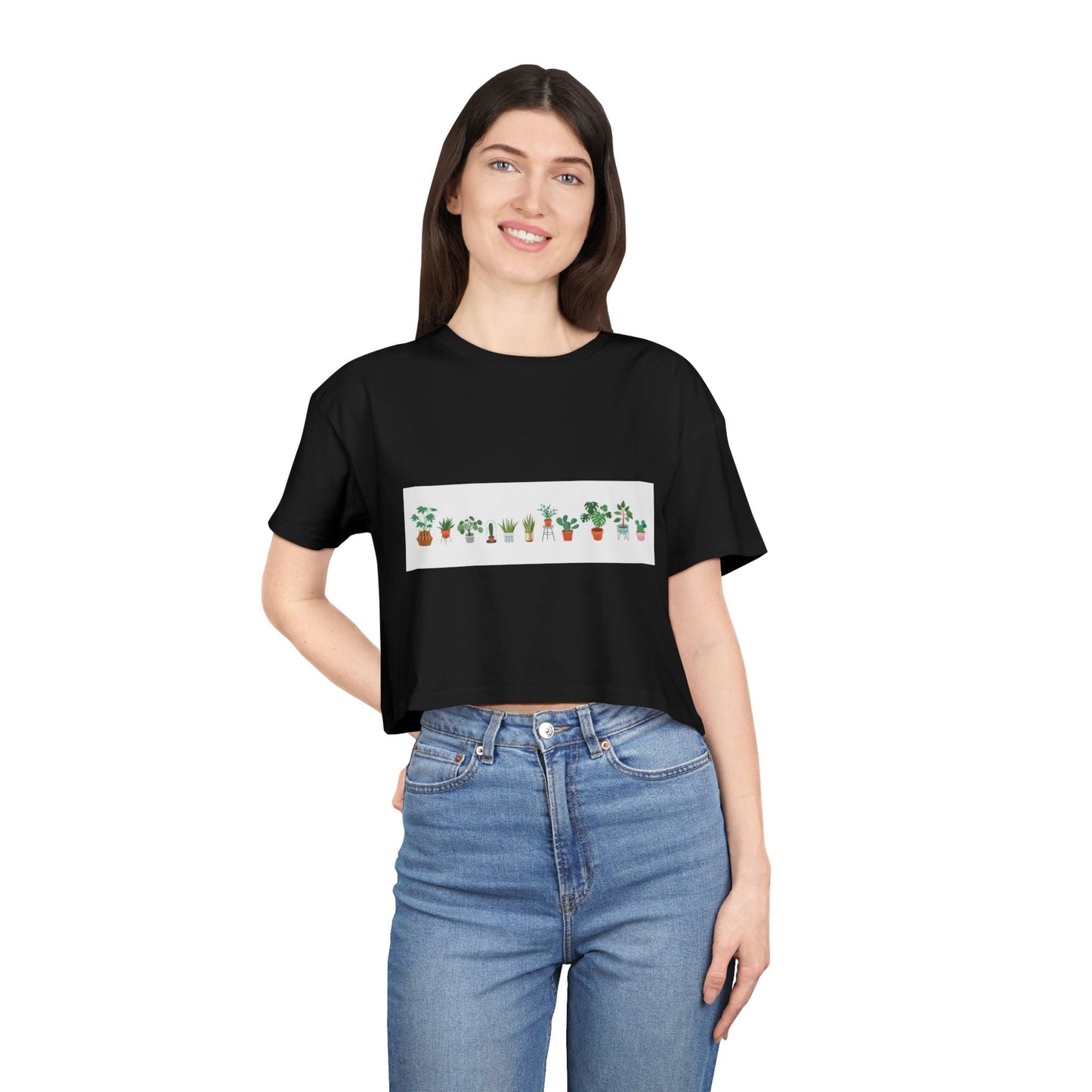 Botanical Bliss Women's Crop Tee, Cute Plant Lover Tee, Gardening Gift, Summer Fashion, Eco - Friendly Style, Trendy Crop Top - MaisonThreadory