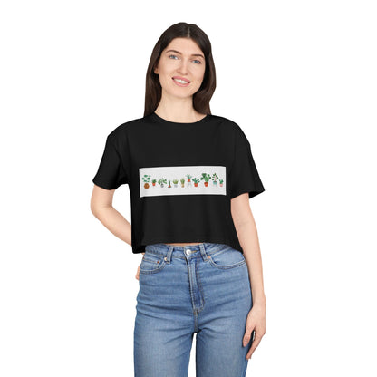 Botanical Bliss Women's Crop Tee, Cute Plant Lover Tee, Gardening Gift, Summer Fashion, Eco - Friendly Style, Trendy Crop Top - MaisonThreadory
