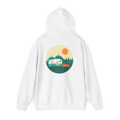 Camping Adventure Hoodie - Unisex Heavy Blend - Cozy Sweatshirt for Nature Lovers - Outdoor Gift - Travel Hoodie - MaisonThreadory