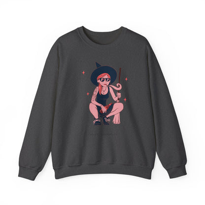 Chic Witch Sweatshirt - Cozy Unisex Crewneck for Halloween, Fall Fashion, Casual Wear, Gift for Friends & Family - MaisonThreadory
