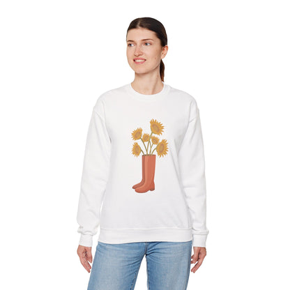 Sunny Boots Floral Crewneck Sweatshirt - MaisonThreadory