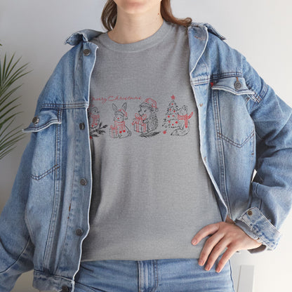 Whimsical Holiday Character Unisex Heavy Cotton Tee, Cute Graphic Tee, Family Reunion Shirt, Christmas Gift, Everyday Casual Wear - MaisonThreadory